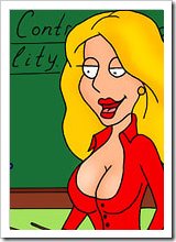 Carol Pewterschmidt with double d boobs dominating and attacked by skinny Peter Griffin