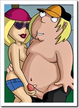 Lovely Lois Griffin with heavyweight strap-on gets bound and drilled by skinny Peter Griffin
