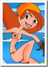 Titty Kim Possible with long legs is penetrated in her creamy hole by scared Gill and got sperm on hole