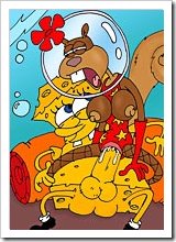Sandy Cheeks got brutally bombed with black dildo by Patric in the bed