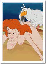 Ariel Mermaid plays with erected dick and gets spewed with warm cum on her wet vagina