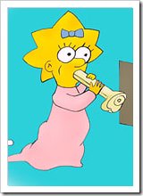 Innocent Maggie Simpson in stockings got a face load 